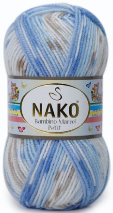 Пряжа Nako BAMBINO MARVEL PETIT 81141 голубой принт