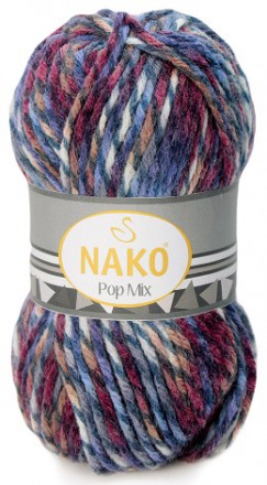 Пряжа Nako POP MIX 86584 джинс/красн меланж