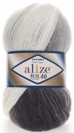 Пряжа Alize ANGORA REAL 40 BATIK 1900 серый/белый