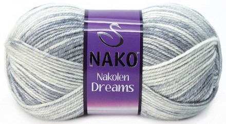 Пряжа Nako NAKOLEN DREAMS 31443 серый/белый