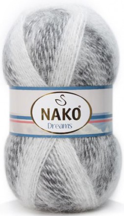Пряжа Nako DREAMS 70016-76 белый/серый