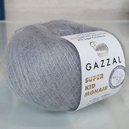 Пряжа Gazzal SUPER KID MOHAIR 64438 св.серый (6 мотков)