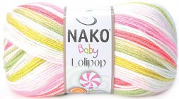 Пряжа Nako LOLIPOP 81117 роз/салат/красный
