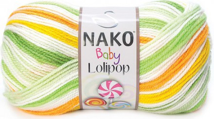 Пряжа Nako LOLIPOP 80437 оранж/желт/зеленый
