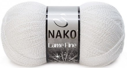 Пряжа Nako LAME FINE 208 G белый/серебро