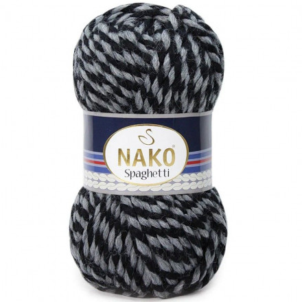 Пряжа Nako SPAGHETTI 21365 черн/серый меланж