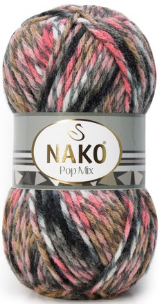 Пряжа Nako POP MIX 86752 серый/беж/коралл
