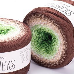 Пряжа Yarnart FLOWERS 272 аспарагус/белый/шоколад (2 мотка)