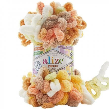 Пряжа Alize PUFFY COLOR 6528 сал/оранж/беж (5 мотков)