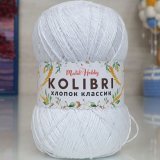 Пряжа M&amp;h KOLIBRI ХЛОПОК КЛАССИК 009 белый (2 мотка)