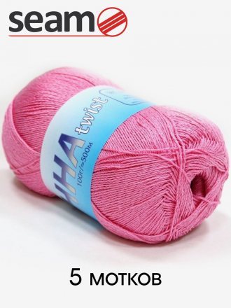 Пряжа Seam ANNA TWIST 318 яр.розовый (5 мотков)