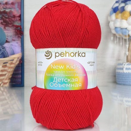 Пряжа Пехорка ДЕТСКАЯ ОБЪЕМНАЯ 06 красный (5 мотков)