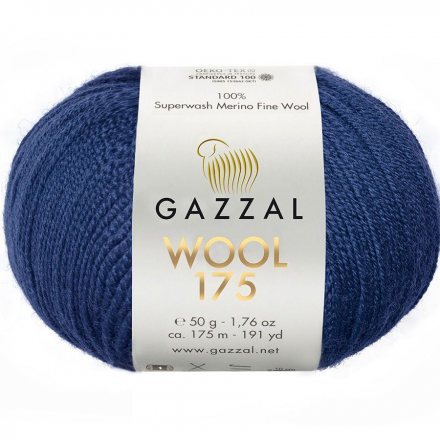 Пряжа Gazzal WOOL 175 327 т.синий (5 мотков)