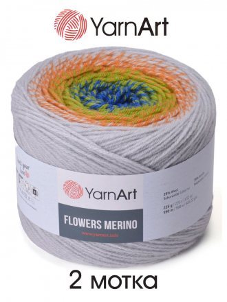 Пряжа Yarnart FLOWERS MERINO 562 принт (2 мотка)