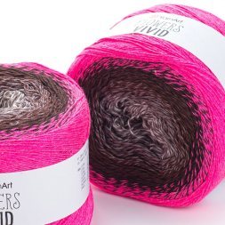 Пряжа Yarnart FLOWERS VIVID 501 роз.неон/шоколад/белый (2 мотка)