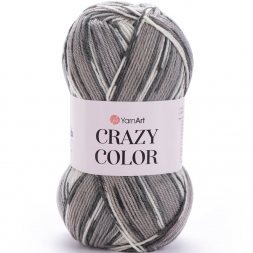 Пряжа Yarnart CRAZY COLOR 137 черн/серый (5 мотков)