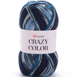 Пряжа Yarnart CRAZY COLOR 174 черн/джинс принт (5 мотков)