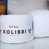 Пряжа M&amp;h KOLIBRI 013 белый с прозрачным (2 мотка)