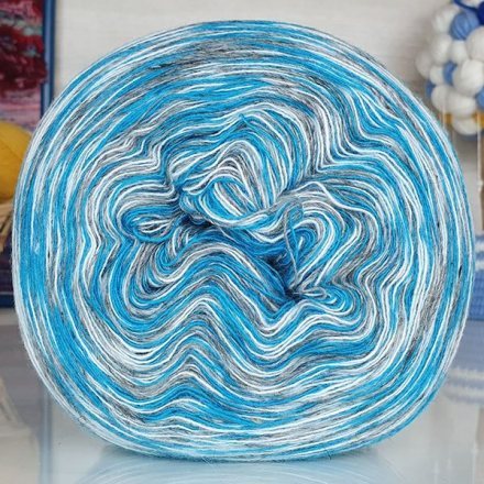 Пряжа Рассказовская АКРИЛ МЕЛАНЖ 11-2 сер/бирюз/бел (2 мотка)