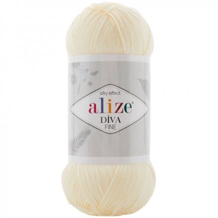 Пряжа Alize DIVA FINE 01 кремовый (5 мотков)