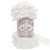 Пряжа Alize PUFFY 55 белый (5 мотков)