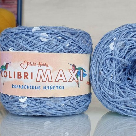 Пряжа M&amp;h KOLIBRI MAXI 198 голубой с прозрачным (1 моток)