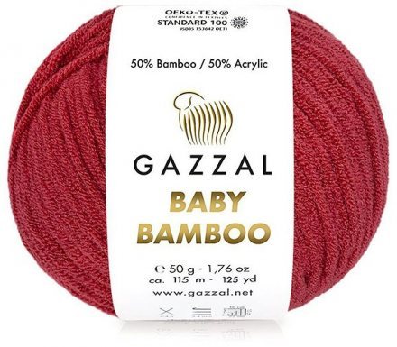 Пряжа Gazzal BABY BAMBOO 95204 т.красный (10 мотков)