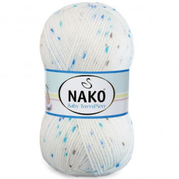 Пряжа Nako BABY TWEED 31502 бел/син/голубой