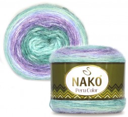 Пряжа Nako PERU COLOR 32415 изумруд/сирень