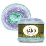 Пряжа Nako PERU COLOR 32415 изумруд/сирень (4 мотка)