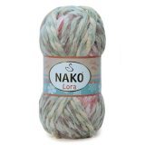 Пряжа Nako LORA 28107 персик/зеленый меланж (5 мотков)
