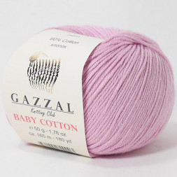 Пряжа Gazzal BABY COTTON 3422 розовая сирень