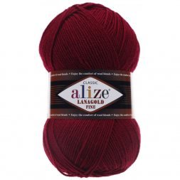 Пряжа Alize LANAGOLD FINE 390 вишня (5 мотков)