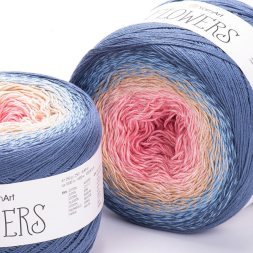 Пряжа Yarnart FLOWERS 262 коралл/джинс (2 мотка)