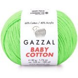 Пряжа Gazzal BABY COTTON 3427 яр.салат (5 мотков)