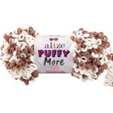 Пряжа Alize PUFFY MORE 6261 какао/белый (2 мотка)