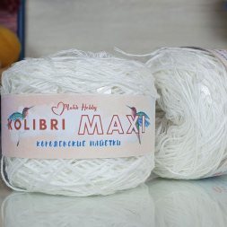 Пряжа M&amp;h KOLIBRI MAXI 163 молочный с прозрачным (1 моток)