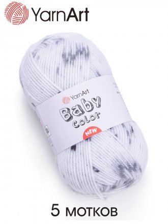 Пряжа Yarnart BABY COLOR 205 бел/сер (5 мотков)