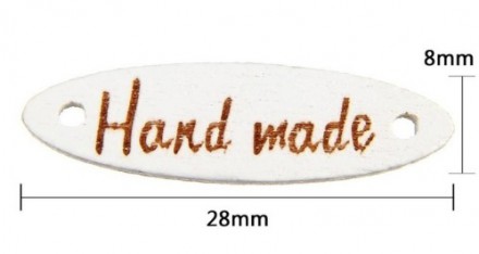 Этикетка пришивная эллипс Handmade белый