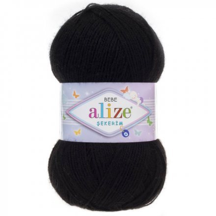 Пряжа Alize SEKERIM BEBE 60 черный (5 мотков)
