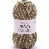 Пряжа Yarnart CRAZY COLOR 159 зел/коричн/бел (5 мотков)