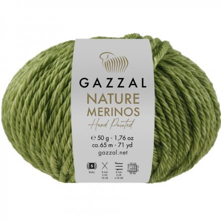 Пряжа Gazzal NATURE MERINOS 8305 зеленый (5 мотков)