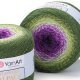 Пряжа Yarnart FLOWERS ALPACA 435 зелен/фиолет (2 мотка)
