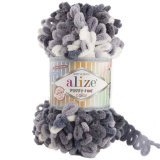 Пряжа Alize PUFFY FINE COLOR 5925 серый принт (5 мотков)
