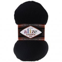 Пряжа Alize LANAGOLD FINE 60 черный (5 мотков)