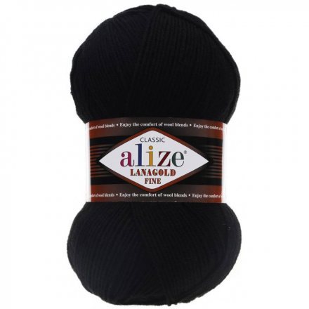 Пряжа Alize LANAGOLD FINE 60 черный (5 мотков)