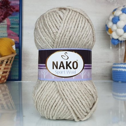 Пряжа Nako SPORT WOOL 23116 бежевый (5 мотков)