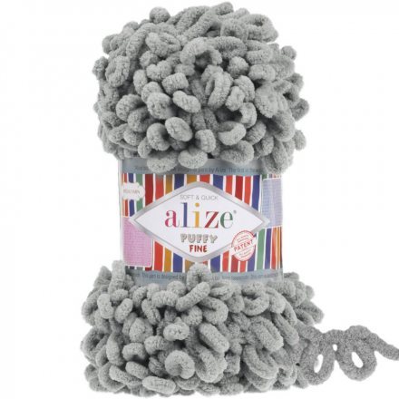 Пряжа Alize PUFFY FINE 302 серый (5 мотков)