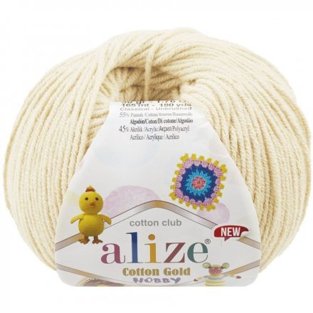 Пряжа Alize COTTON GOLD HOBBY 01 кремовый (5 мотков)