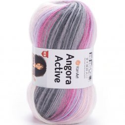 Пряжа Yarnart ANGORA ACTIVE 848 бел/роз/сер (5 мотков)